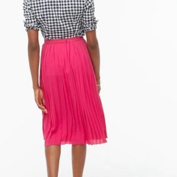 J. Crew Radiant Fuchsia Long Lined Pleated Midi Skirt Size 4 - Picture 3 of 8